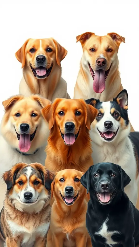 Image of various dog breeds showcasing different coat types.