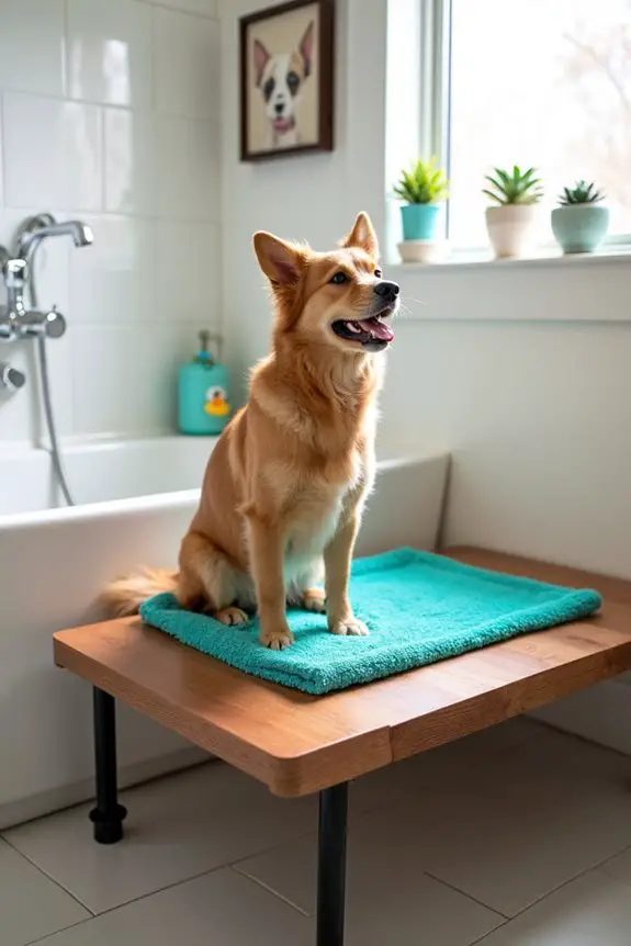 adjustable dog bathing platform