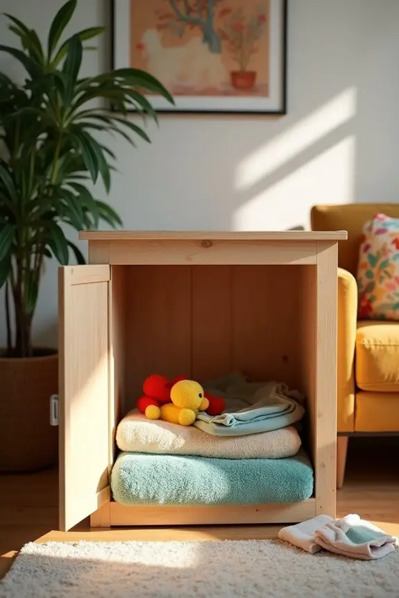 cozy crate with blankets
