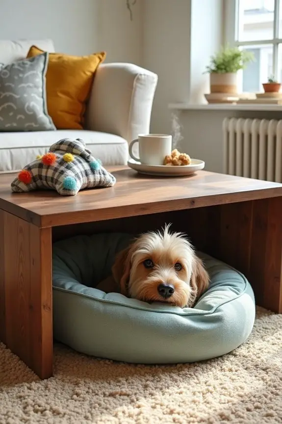 cozy under table dog retreat