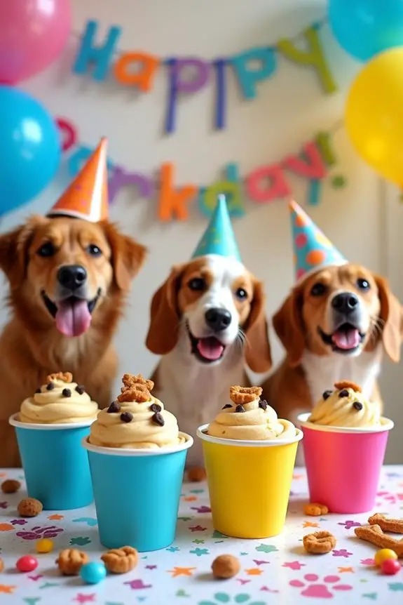 dog party ice cream cups