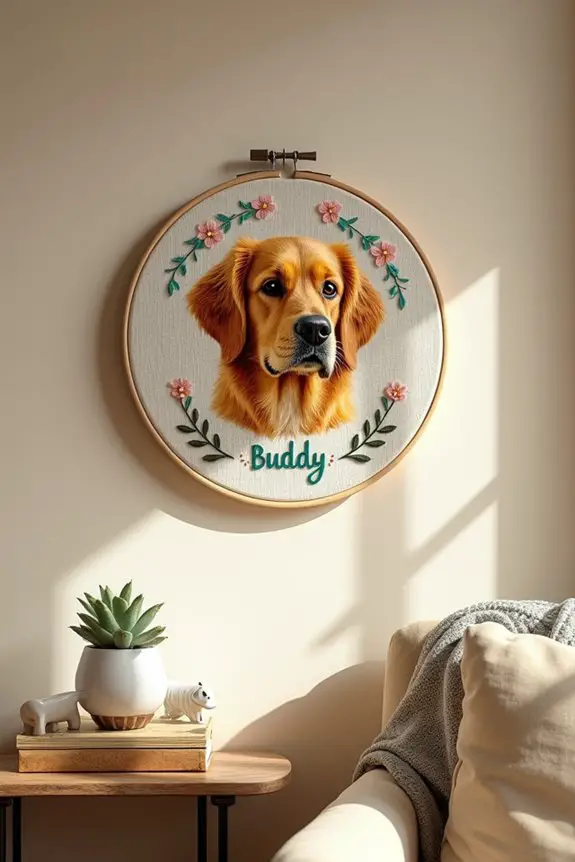 dog portrait embroidery art