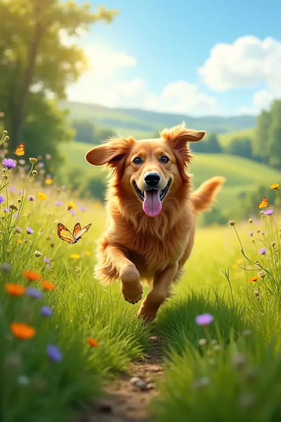 dog running through grass