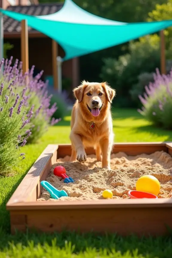 dog sandbox digging fun