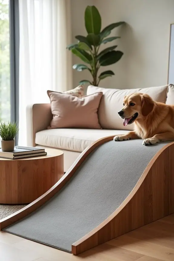 elegant curved dog ramp