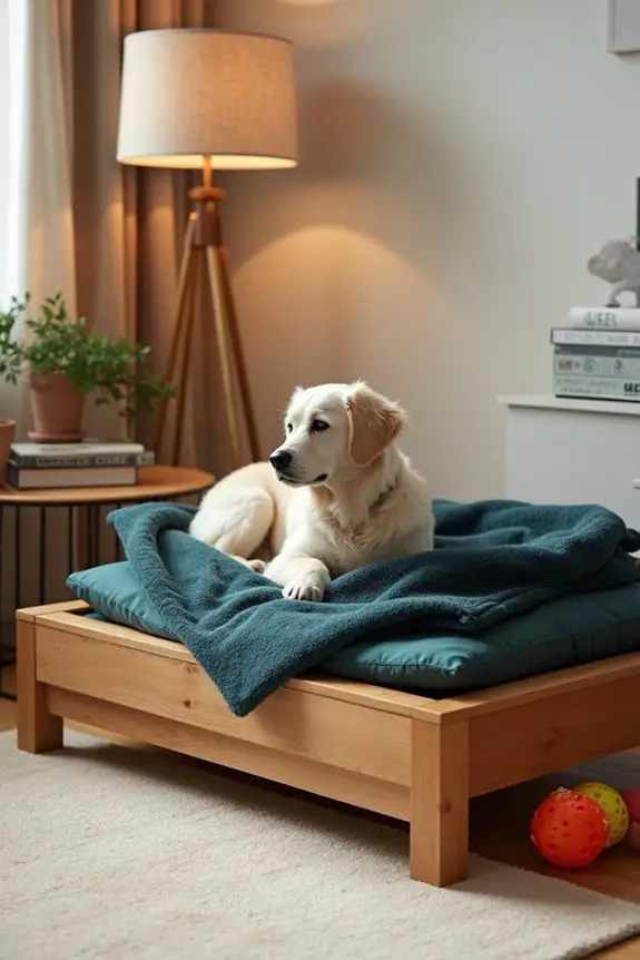 elevated wooden dog bed