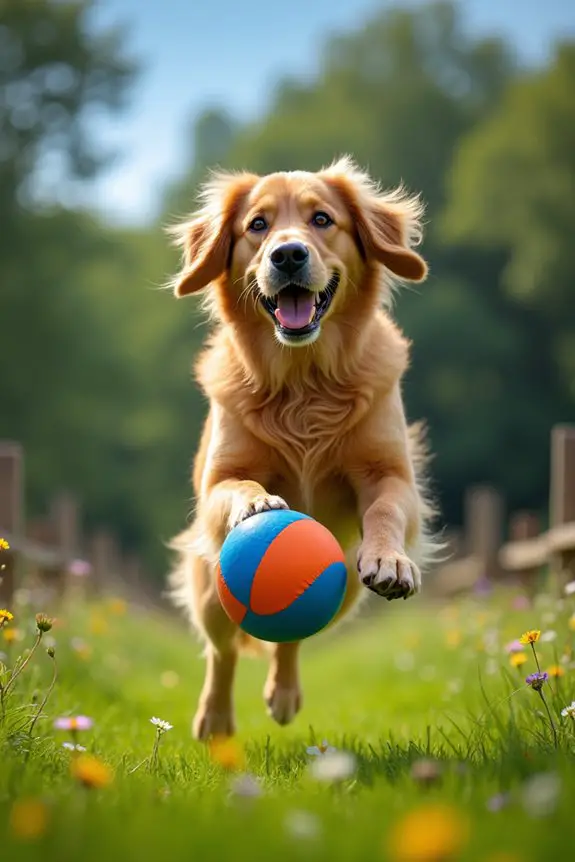 joyful dog ball chase