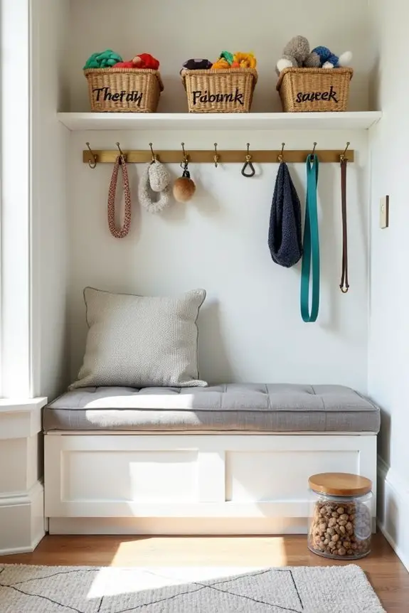 organized dog supply storage