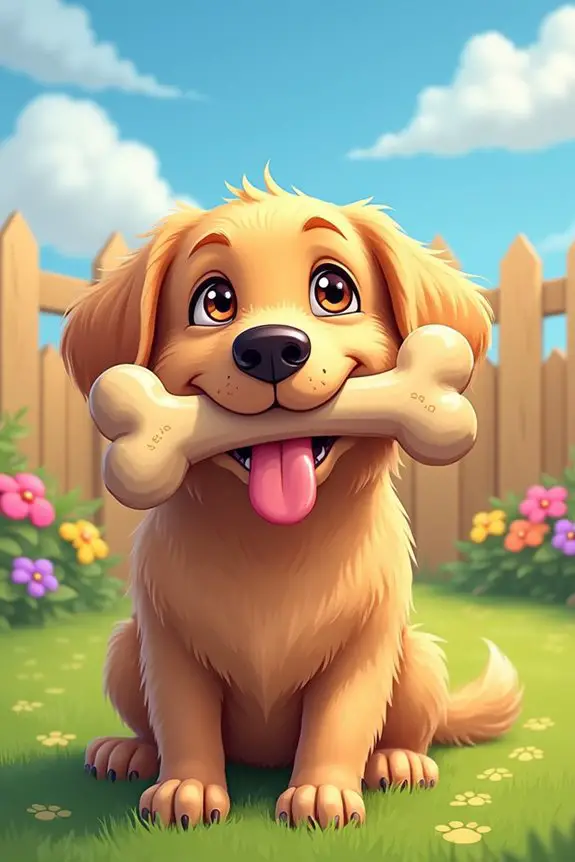 playful dog with bone