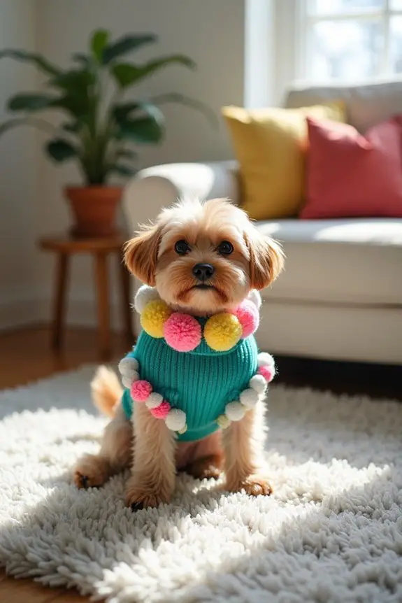 pom pom dog sweater diy