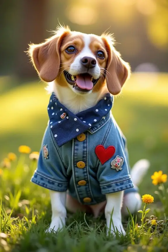 refashioned denim dog jacket