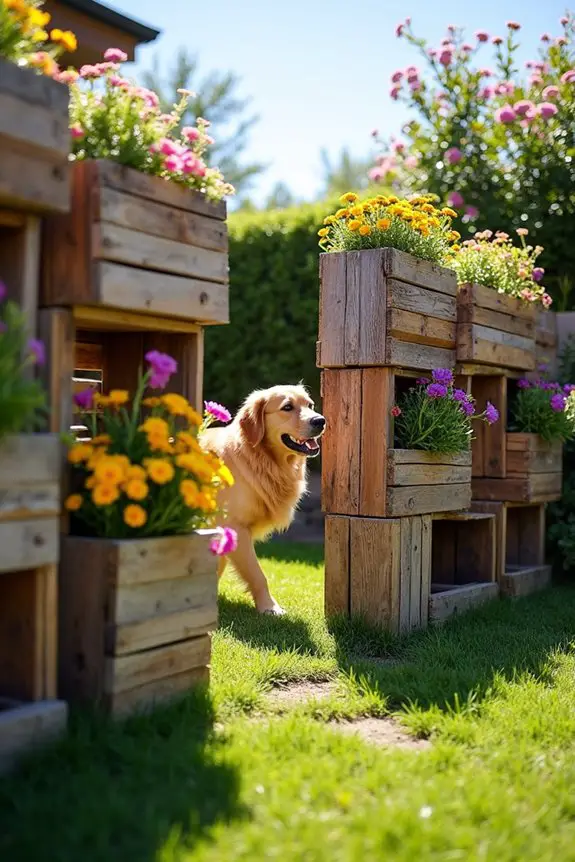 repurposed wooden crate fence