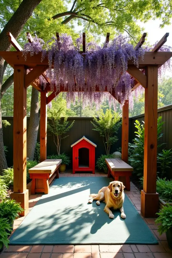 shaded outdoor dog area