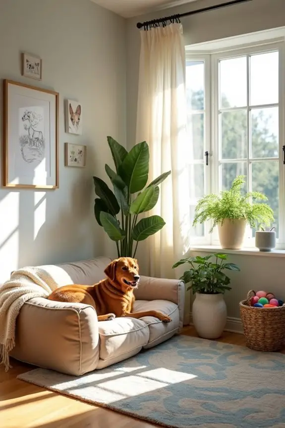 sunlit dog relaxation area