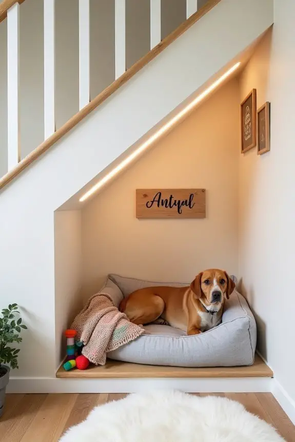 under stair dog hideaway creation