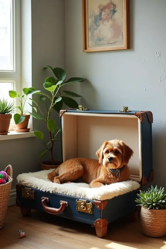 vintage suitcase dog house