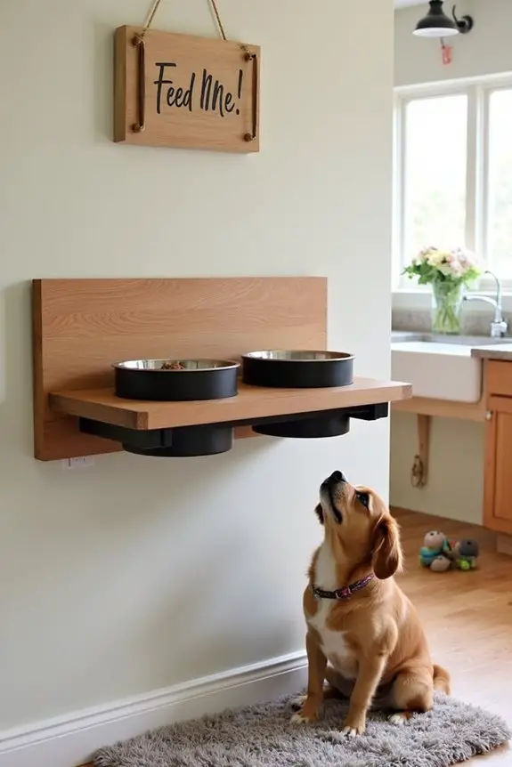 wall mounted dog feeding station