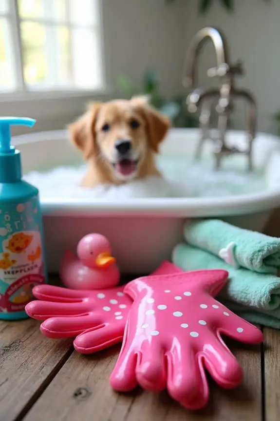 waterproof dog bathing gloves