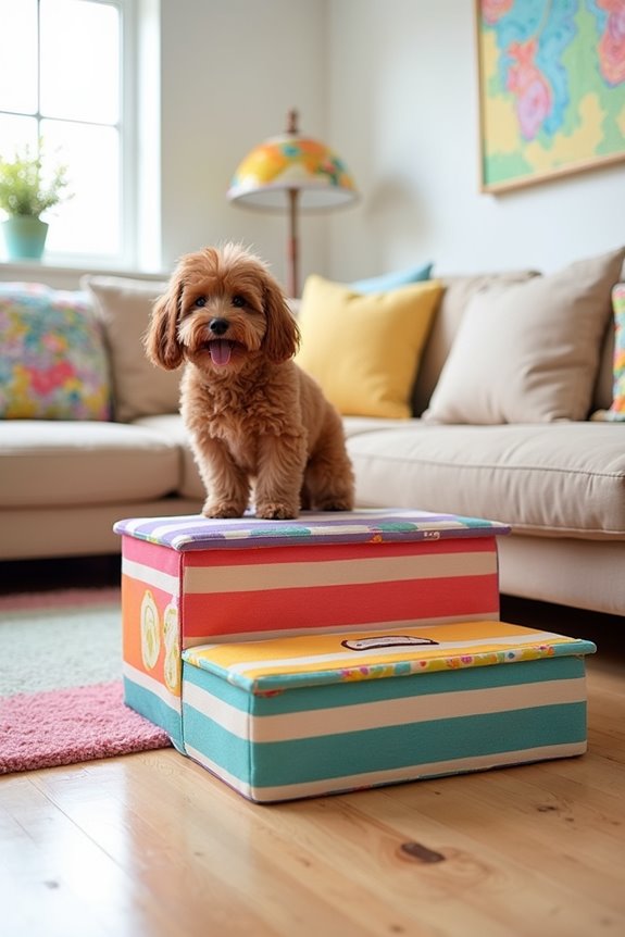 colorful diy dog steps