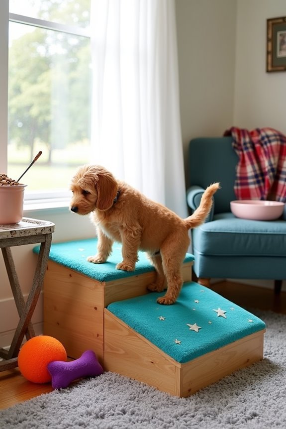 cozy fleece covered dog steps
