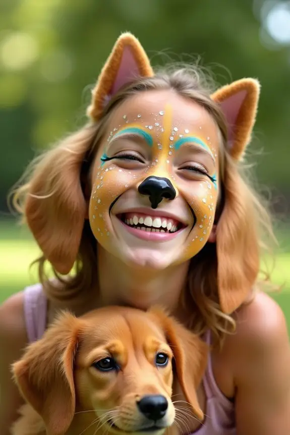 dog themed face painting fun