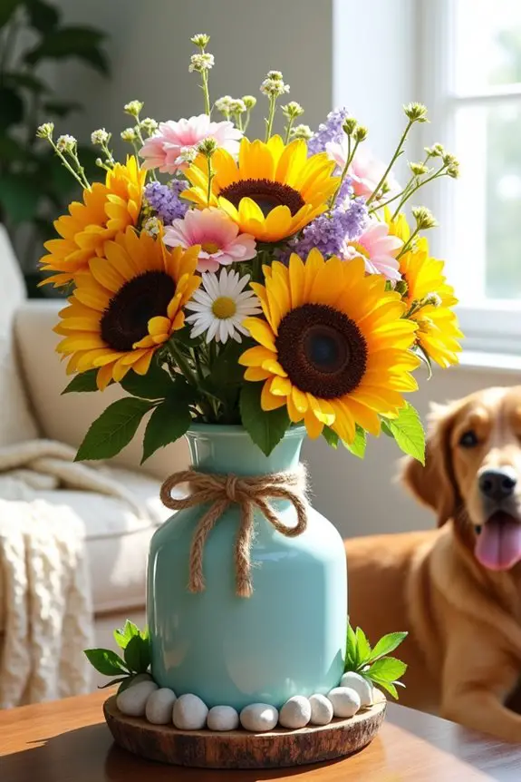 doggy themed floral arrangement diy