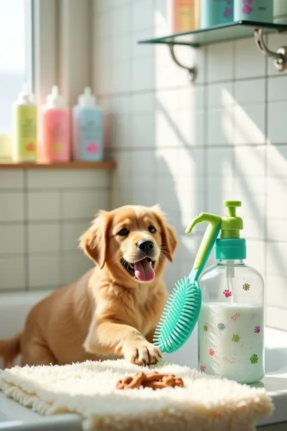 grooming brush with soap dispenser