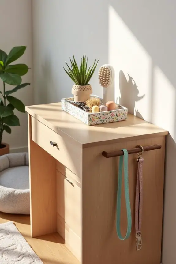 grooming table with leash