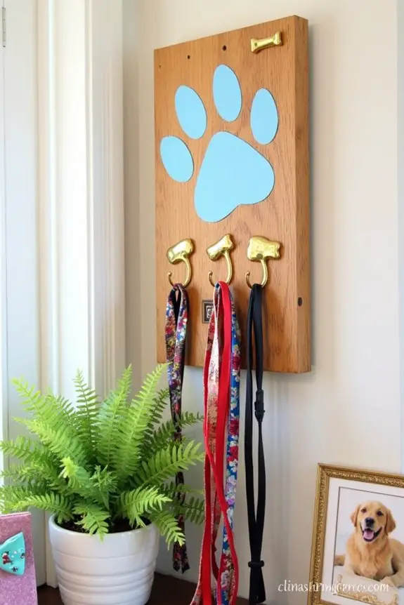 paw print leash organization hanger