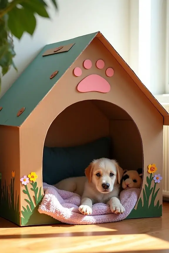paw shaped cozy cardboard house