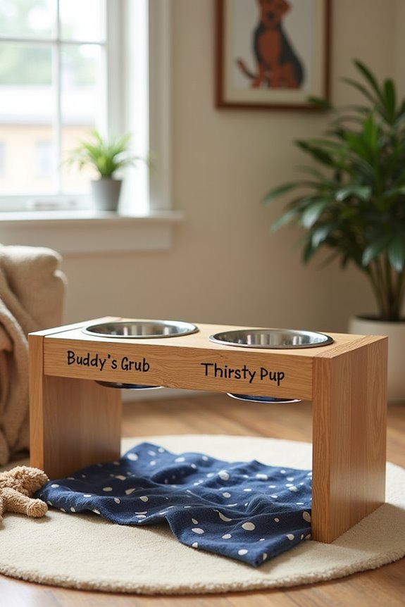 personalized wooden dog stands