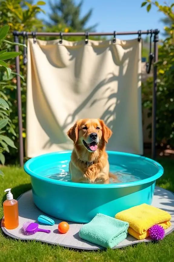 portable dog bath setup