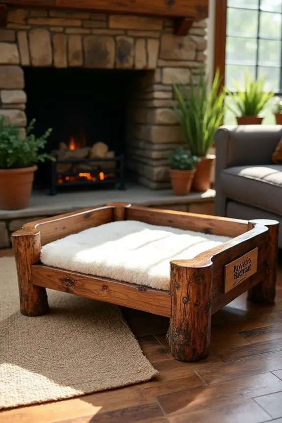 rustic wooden dog bed