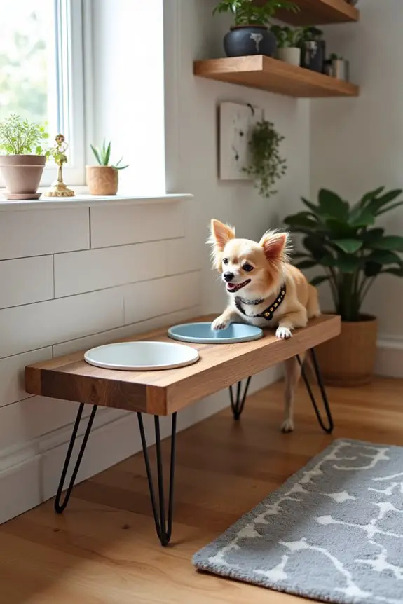 stylish elevated dog dining