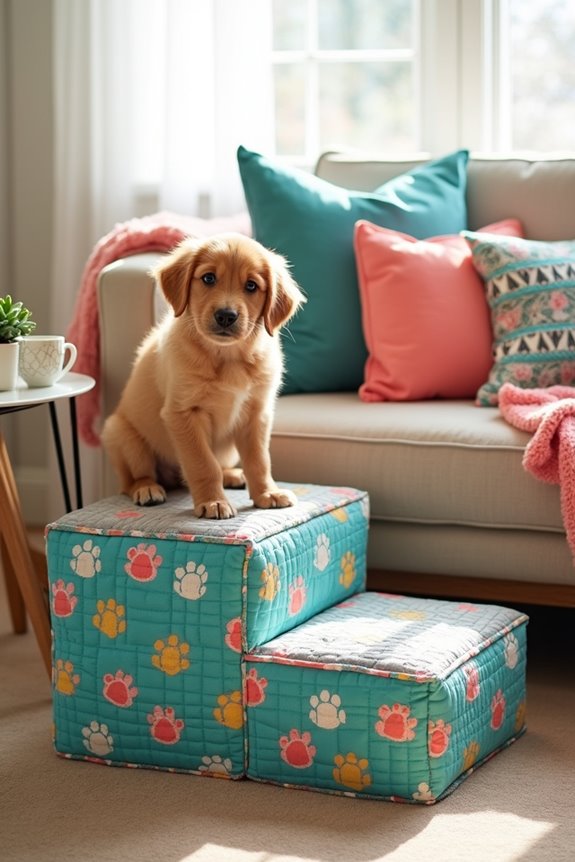 stylish quilted dog steps