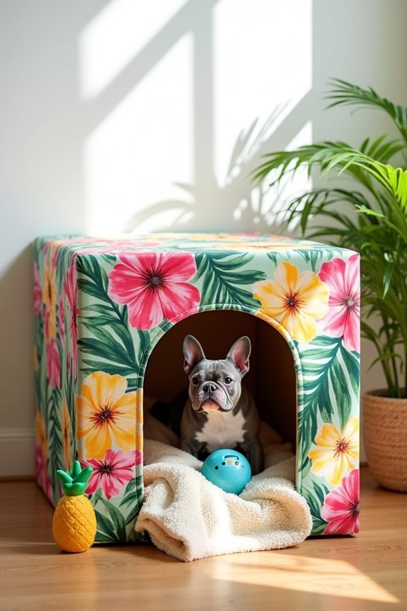 tropical floral crate cover
