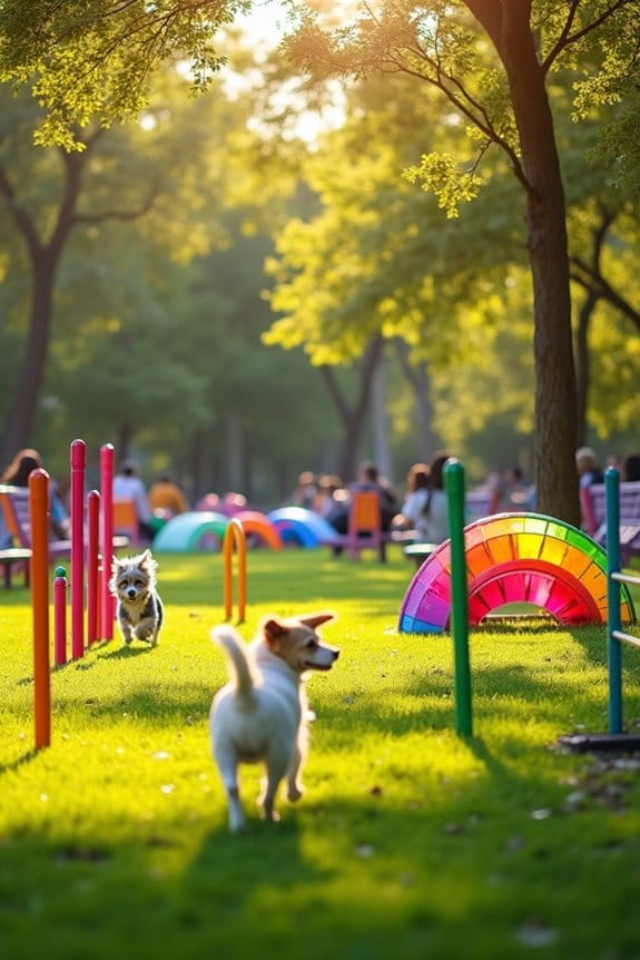 colorful dog agility course