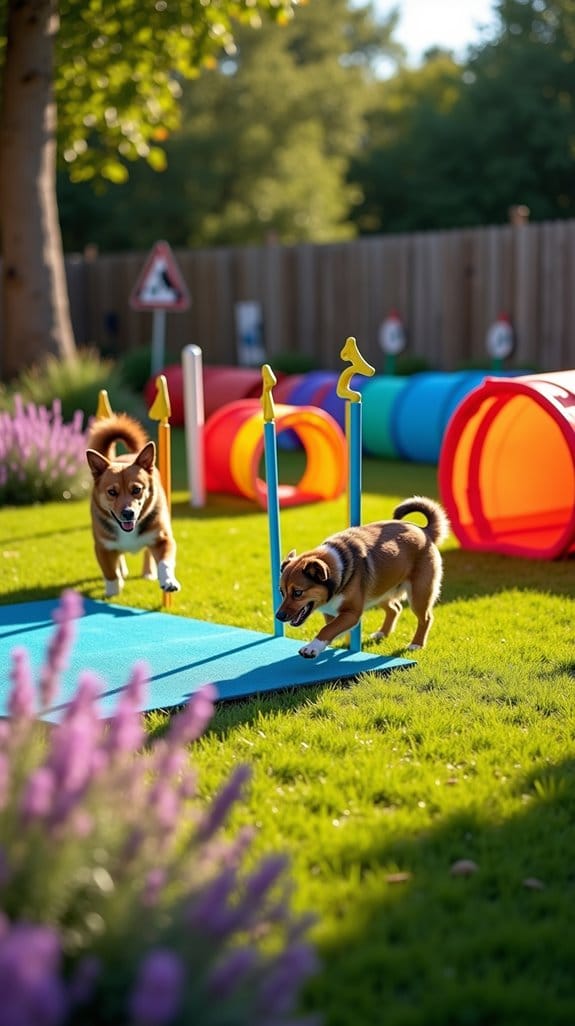 colorful dog play structures