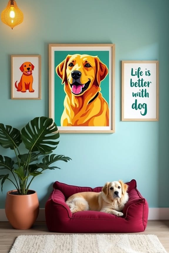 colorful dog themed wall art