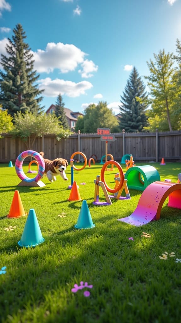 colorful doggy obstacle course
