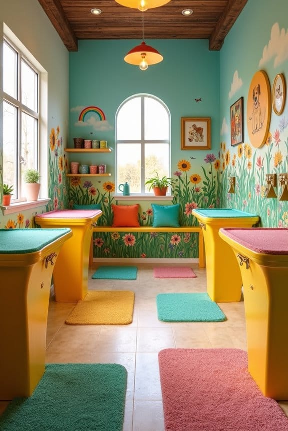 colorful murals for dog salons