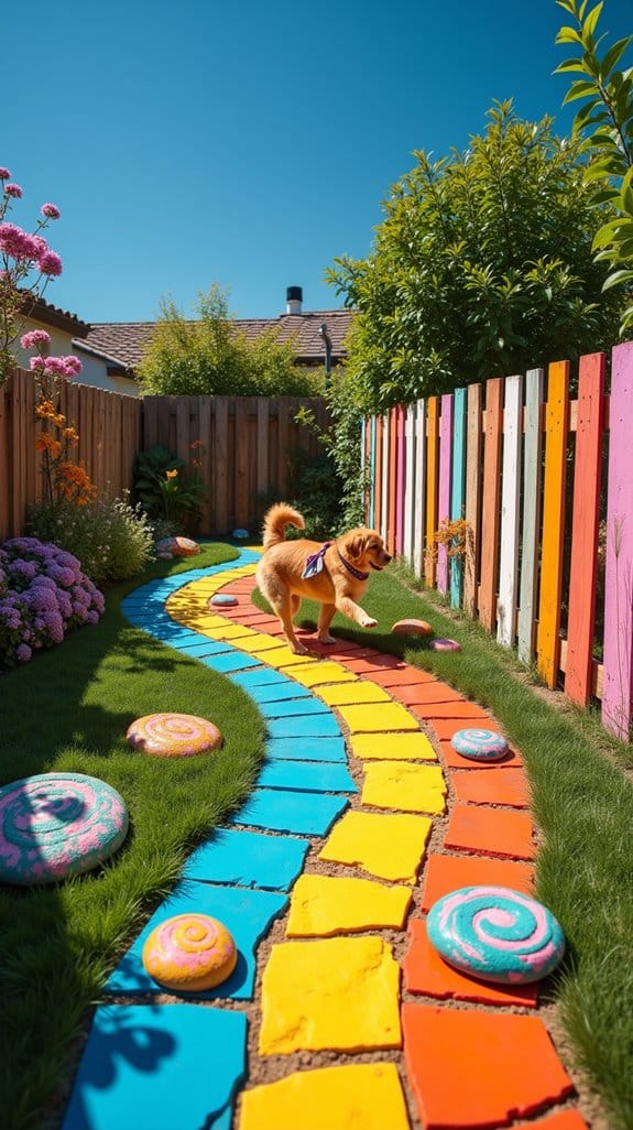 colorful pathways enhance dog run