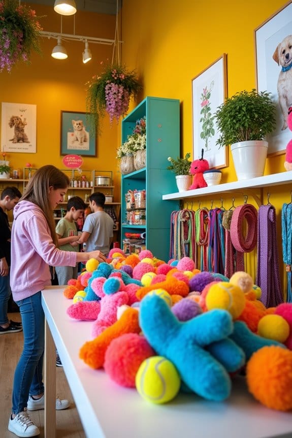 colorful pet boutique displays