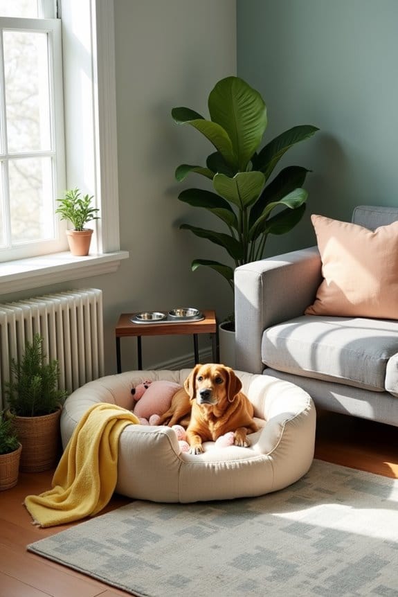 cozy color coordinated dog corner