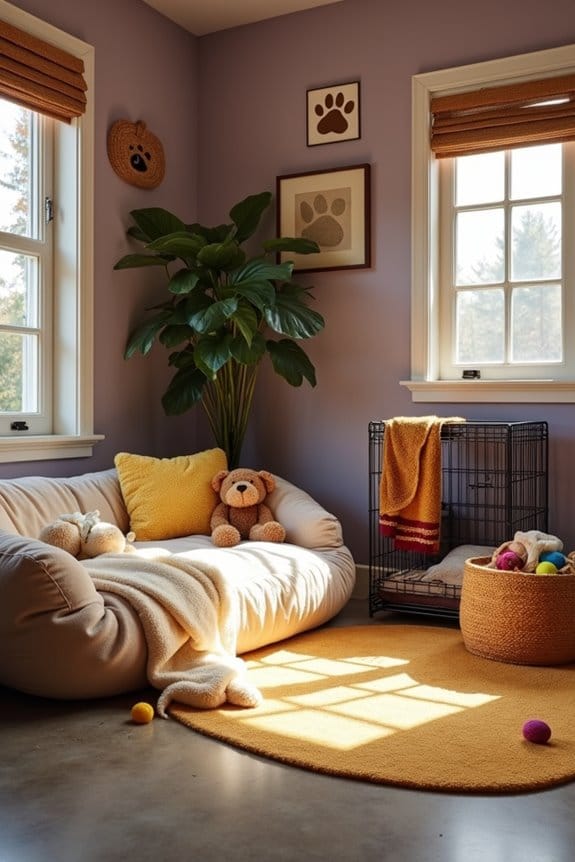 cozy designated dog spaces