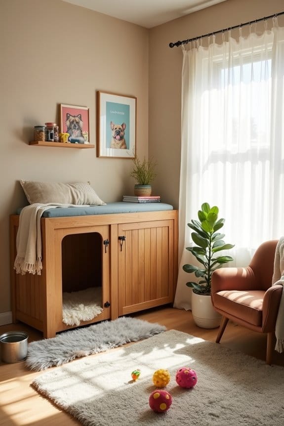 cozy dog kennel arrangement