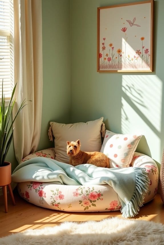 cozy thematic dog bedding