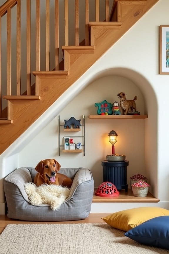 cozy under stairs dog spaces