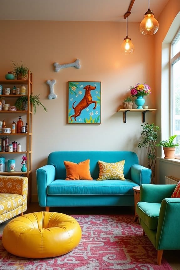 eclectic comfortable dog friendly decor