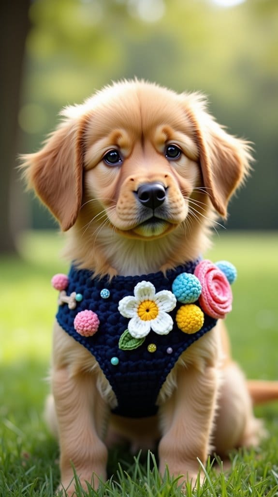 stylish crochet dog harness embellishments